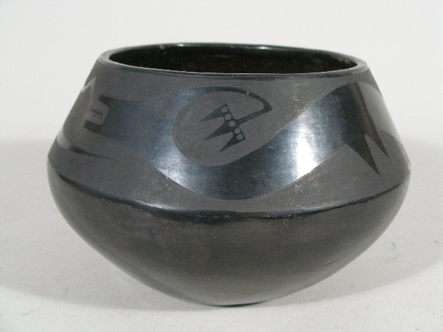 Appraisal: Marie Martinez Blackware Pottery Rounded form bowl with tapered shoulder