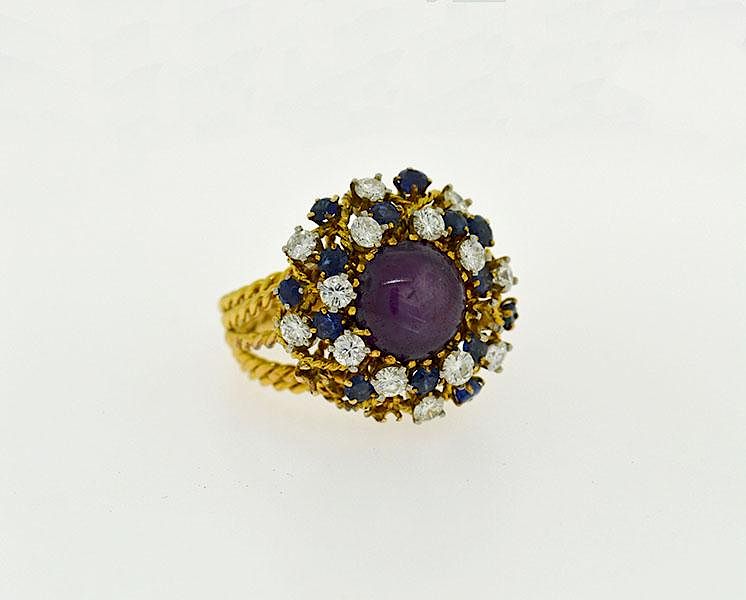 Appraisal: Vintage Star Ruby Diamond Sapphire Ring 's k yg star