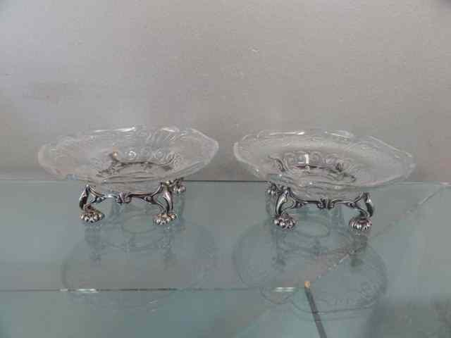 Appraisal: STERLING Gorham Athenic Crystal Compotes onSterling Bases Bases weigh approx