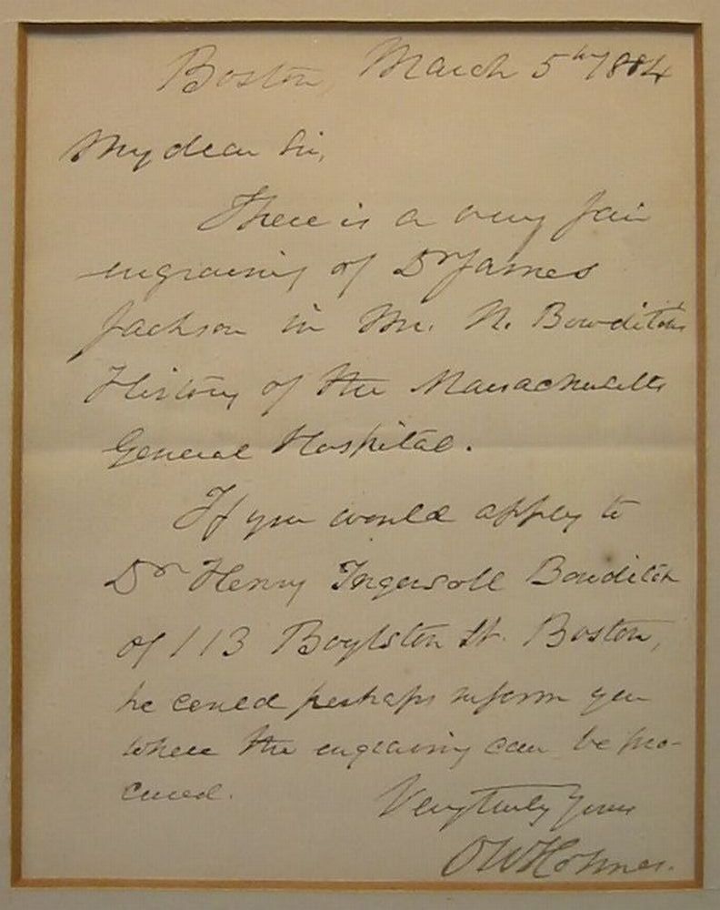 Appraisal: HOLMES OLIVER WENDELL Autograph Letter Signed O W Holmes to