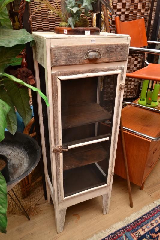 Appraisal: A RUSTIC WHITE PAINTED MEATSAFE A RUSTIC WHITE PAINTED MEATSAFE