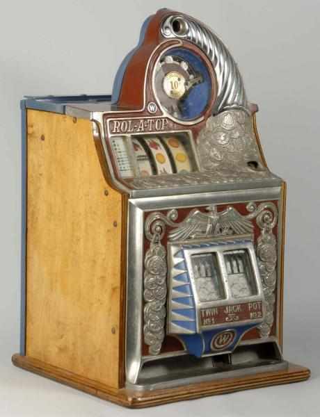 Appraisal: Watling Rol-A-Top -Cent Coin-Op Slot Machine Description Working Twin jackpot