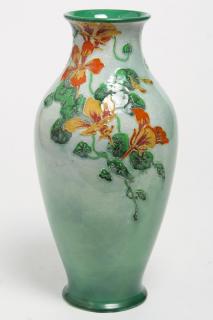 Appraisal: Royal Doulton Vase Enameled w Flowers ca Antique Royal Doulton