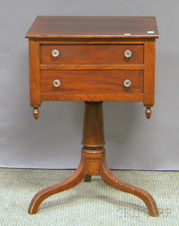 Appraisal: Late Federal Mahogany Two-drawer Work Stand