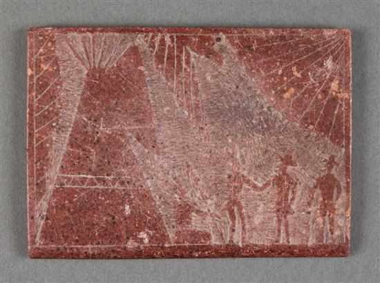 Appraisal: Native American carved red soapstone folk art plaque th century