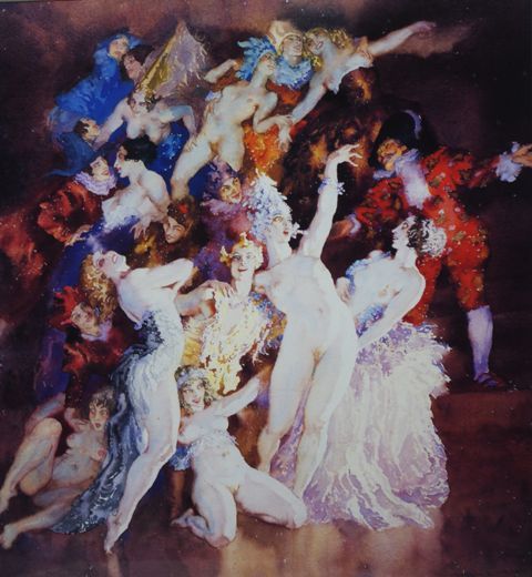 Appraisal: After Norman Lindsay - Revel reproduction print x cm Provenance