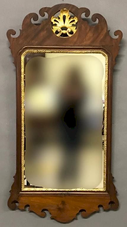 Appraisal: Chippendale Style Mahogany Mirror Chippendale style mahogany mirror h x