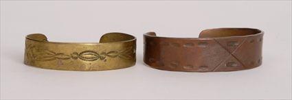 Appraisal: TWO NAVAJO BRACELETS One brass one copper in in diam