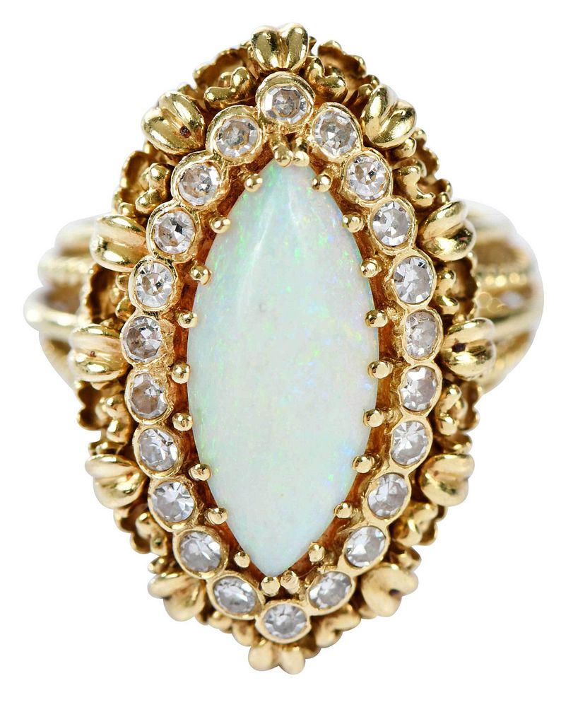 Appraisal: La Triomphe kt Opal and Diamond Ring center marquise shaped