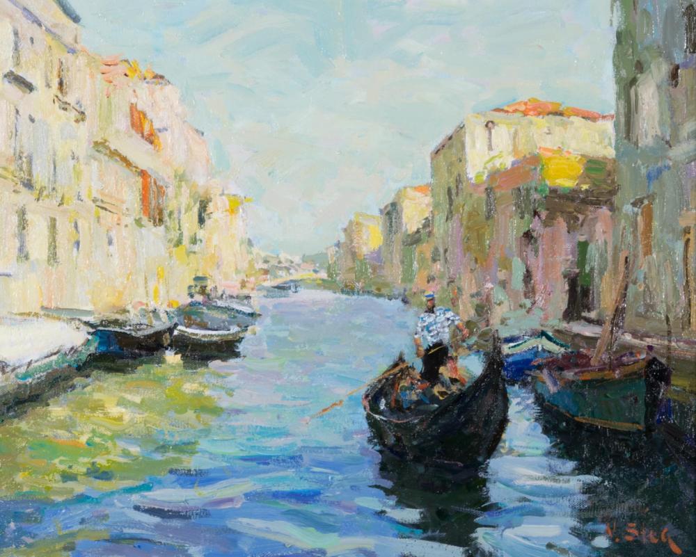 Appraisal: NICK STOQ United States st century oil on canvas Venice