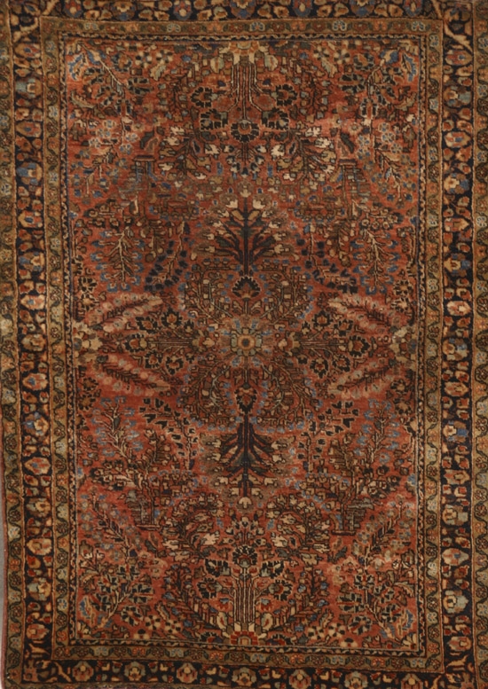 Appraisal: Sarouk Rug Second Quarter th Century Shaded red ground with