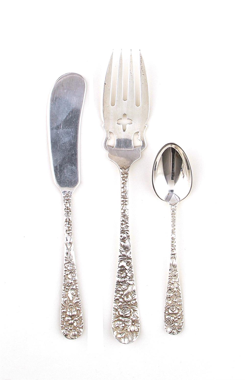 Appraisal: Stieff sterling flatware circa Rose pattern comprising HH knives L