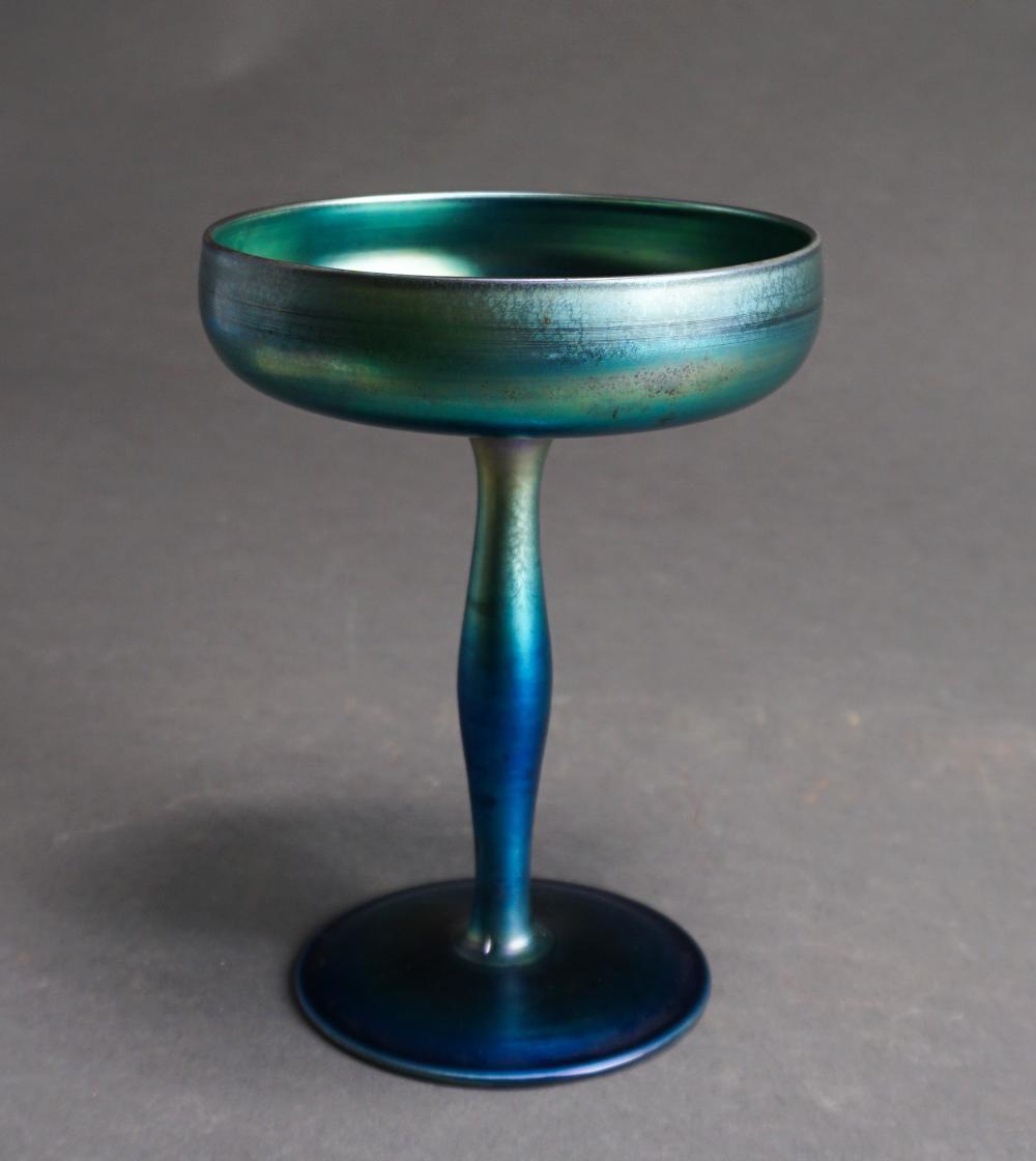 Appraisal: Steuben Blue Aurene Glass Compote Shape H in cm