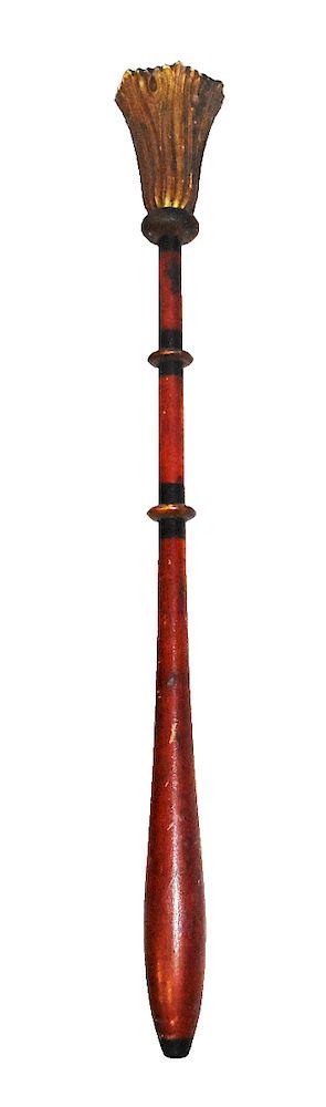 Appraisal: IOOF Ceremonial Paint Decorated Wooden Torch IOOF Ceremonial Paint Decorated