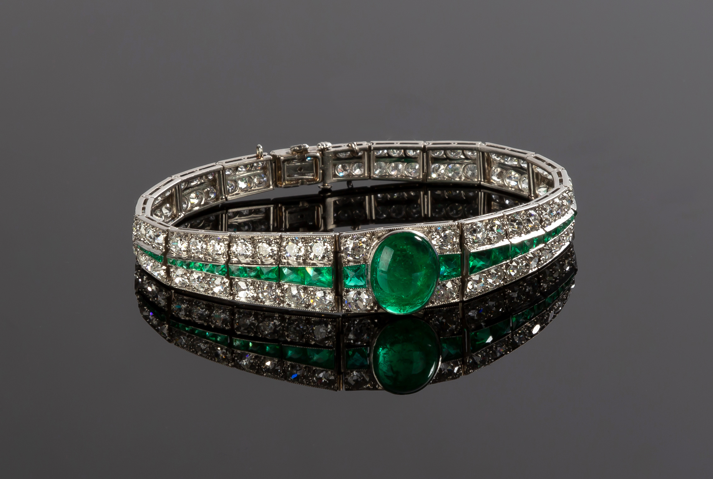 Appraisal: LADY'S ART DECO PLATINUM CT EMERALD AND CT DIAMOND BRACELET