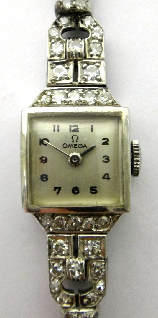 Appraisal: A lady's platinum cased and diamond set Omega dress wristwatch