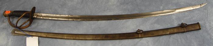 Appraisal: C W Light Cavalry sabre curved blade in iron scabbard