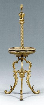 Appraisal: Louis XV style gilt bronze lamp spiral column over scalloped