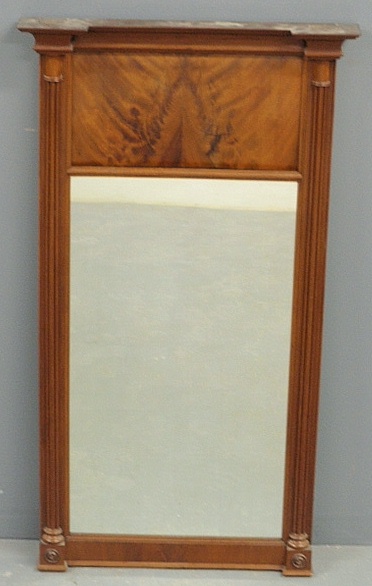 Appraisal: - Large Sheraton mahogany framed mirror c with molded cornice