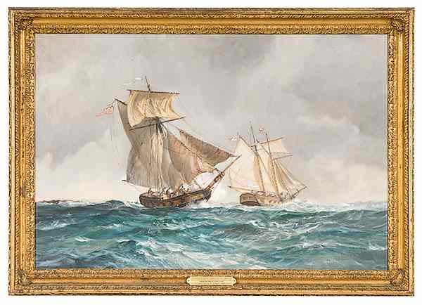 Appraisal: Leslie Wilcox British - Schooner Oil on canvas titled The