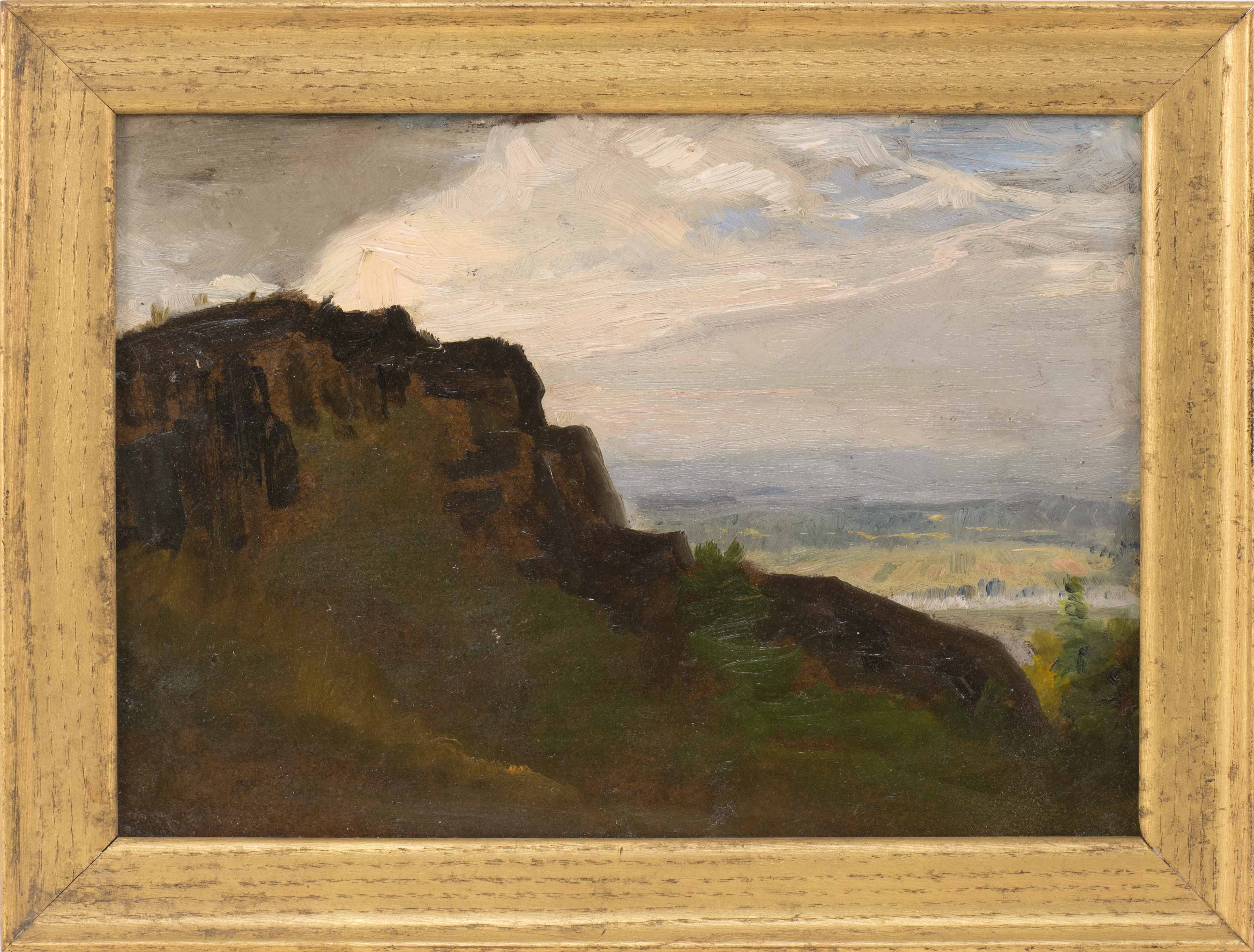 Appraisal: AMERICAN SCHOOL th CenturySketch of a mountain ledge Unsigned Oil