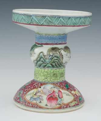 Appraisal: A Chinese Famille Rose Candle Holder Of baluster shape raised