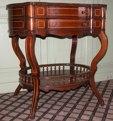 Appraisal: Title Victorian Inlaid Walnut Center Table with two drawers shelf