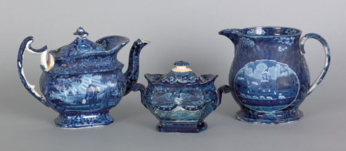 Appraisal: Three pieces of historical blue Staffordshire th c to include