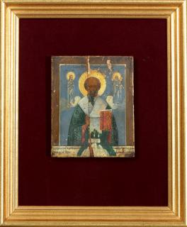 Appraisal: Russian Icon of St Nicholas c oil on wood Russian