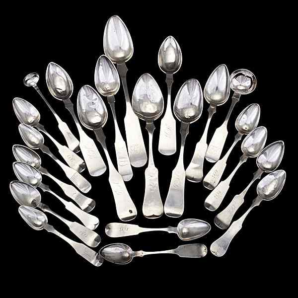 Appraisal: Kentucky Coin Silver Spoons Kentucky an assembled group of twenty-two