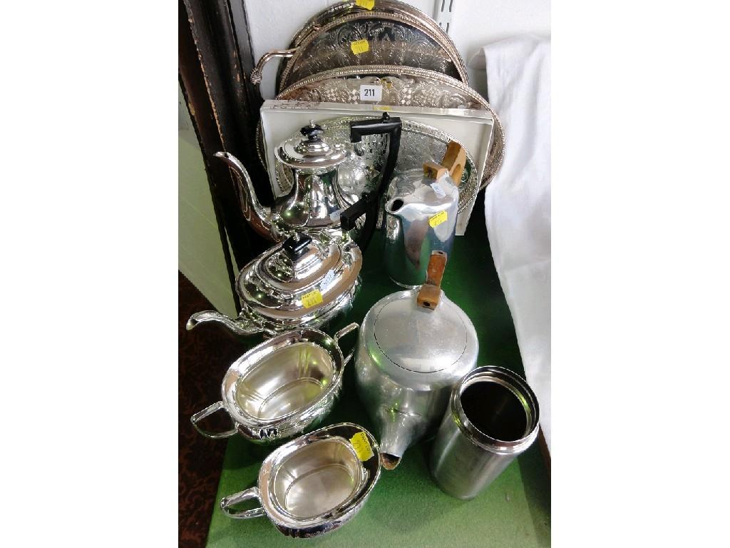 Appraisal: A quantity of plated wares including a four piece tea