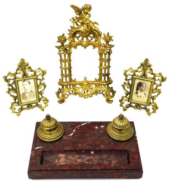 Appraisal: th C gilded metal desk accessories four pieces Neoclassical style