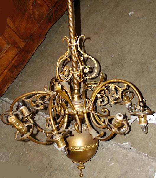 Appraisal: A Victorian brass and cut glass eight light chandelier height