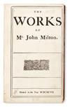 Appraisal: MILTON JOHN The Works pages lacks final blank Folio x