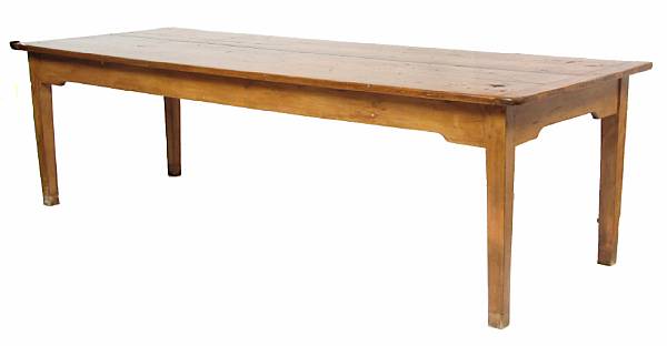 Appraisal: A large French provincial fruitwood dining table height in width