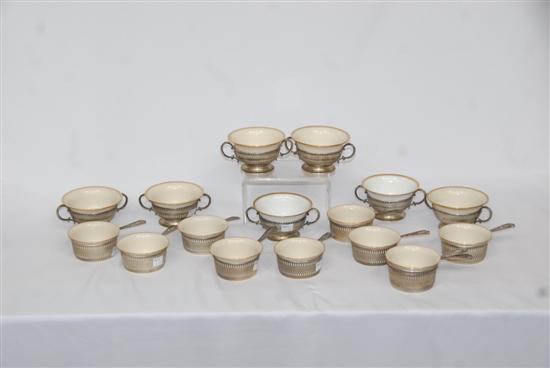 Appraisal: SET SEVEN STERLING BOUILLON CUPS WITH LENOX LINERS Along with