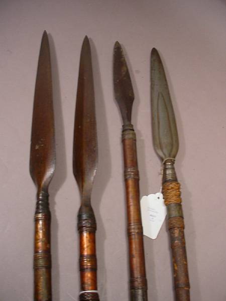 Appraisal: A lot of four Moro spears budiaksouthern Philippines late th