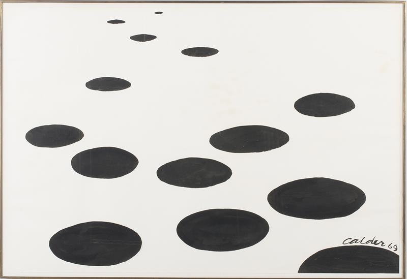 Appraisal: ALEXANDER CALDER - SAUCERS IN PERSPECTIVE Black ink on paper