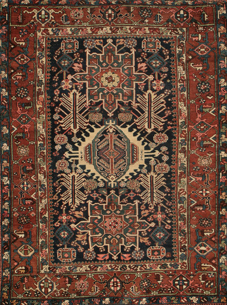 Appraisal: Karaja Rug First Quarter th Century Blue ground with rosette