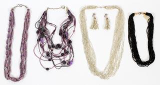 Appraisal: MULTI-STRAND CRYSTAL NECKLACES THREE Includes silver crystal strand necklace and