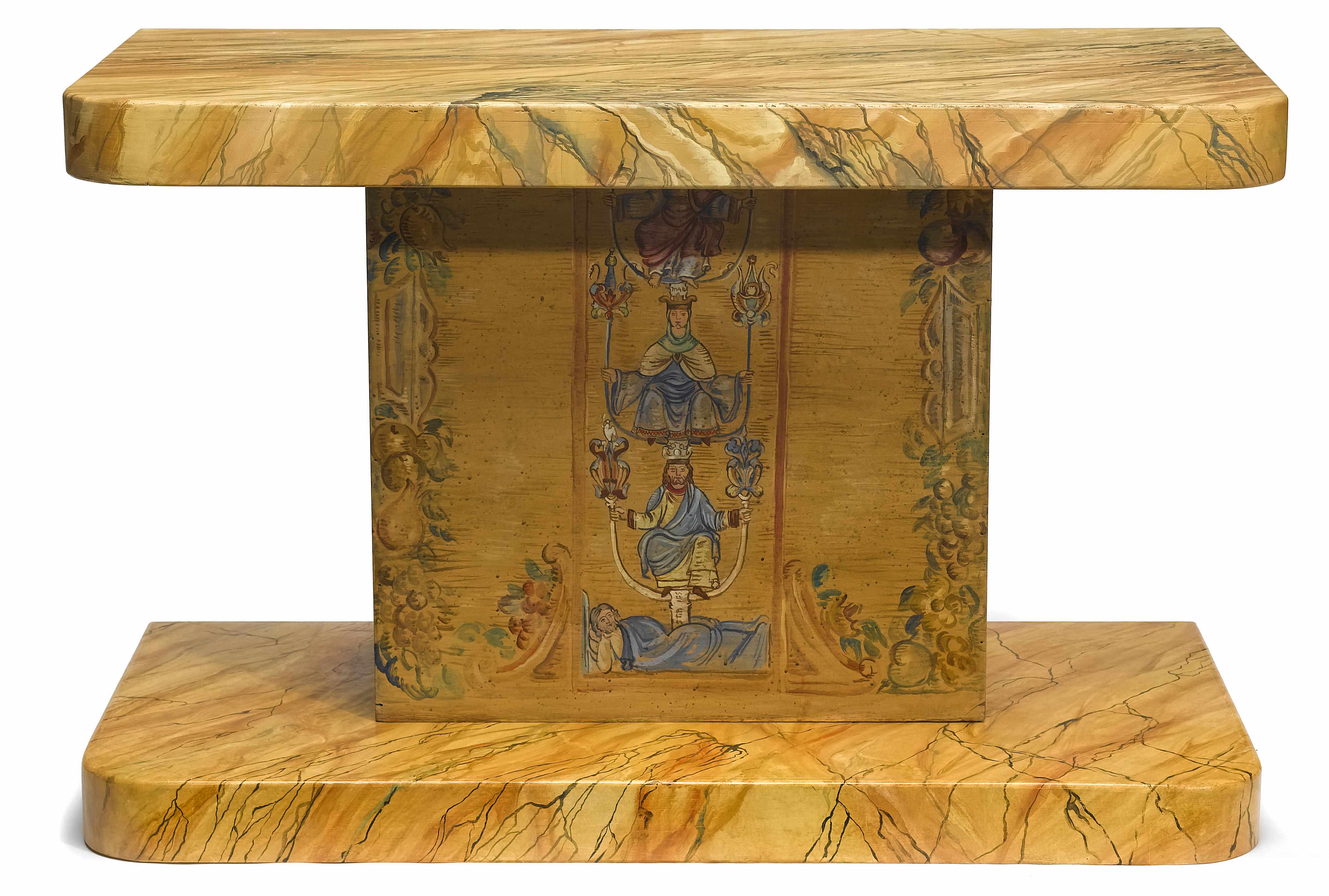 Appraisal: An Italian Neoclassical style paint decorated faux marble console table