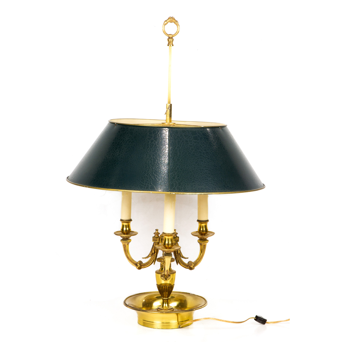 Appraisal: A LOUIS XVI STYLE BRASS AND TOLE BOULLIOTTE TABLE LAMP