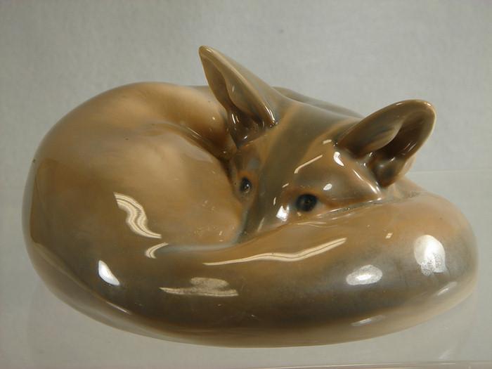 Appraisal: Royal Copenhagen porcelain Curled Fox figurine d Estimate -