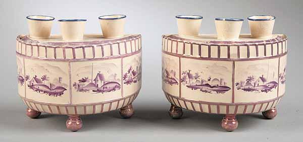 Appraisal: A Pair of Lustre Earthenware Bulb Pots th c probably