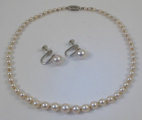 Appraisal: THREE ARTICLES OF PEARL JEWELRY The lot includes an Akoya