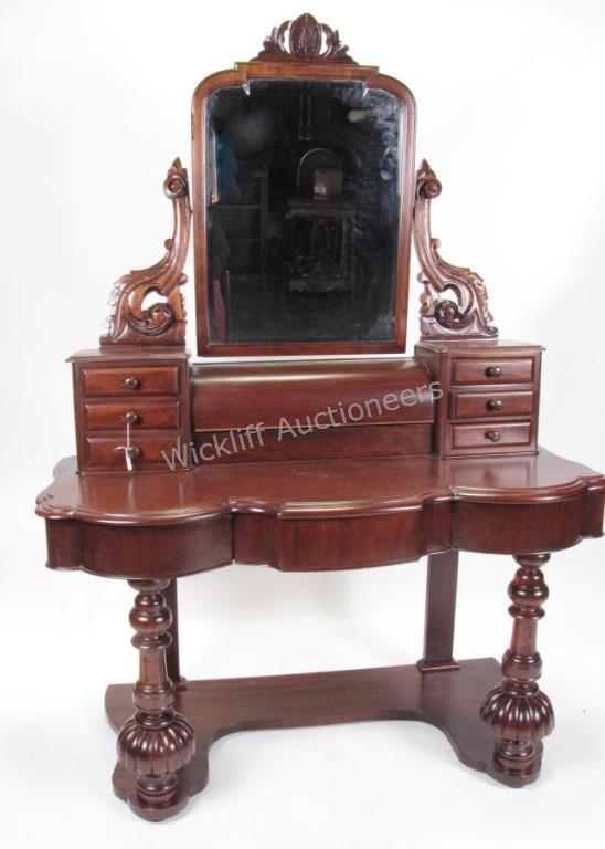 Appraisal: A French style mahogany vanity circa s seven drawers lift