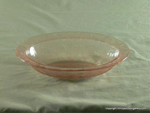 Appraisal: Vintage Depression Glass Pink Serving Bowl - Floral Poinsettia pattern