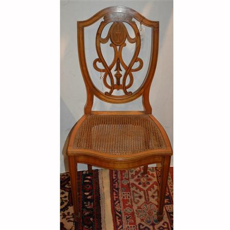 Appraisal: Set of Three Edwardian Style Marquetry and Cane Seat Side