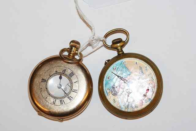 Appraisal: A CT GOLD HALF HUNTER POCKET WATCH with a white