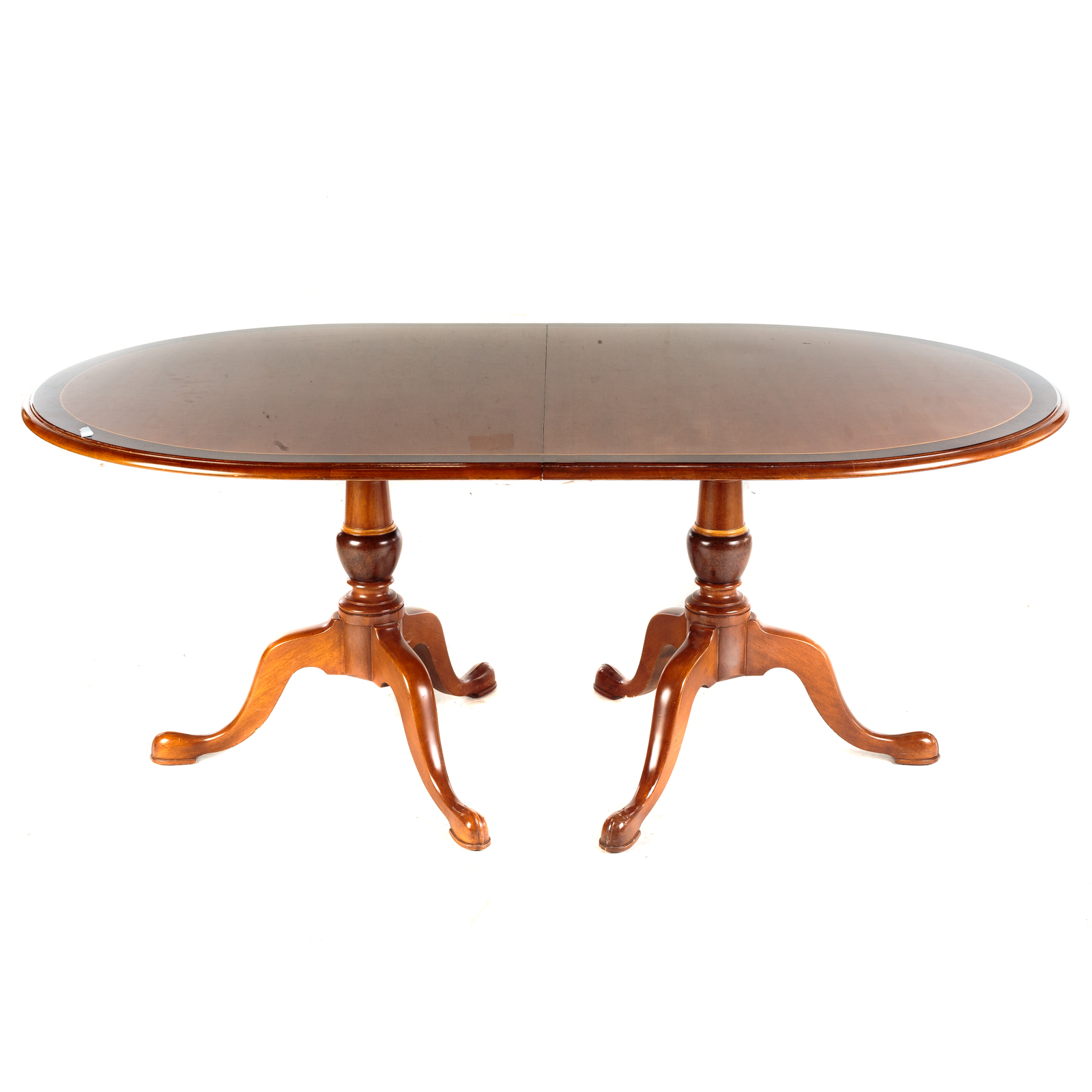 Appraisal: OLD COLONY BANDED PEDESTAL DINING TABLE From the Beacon Hill